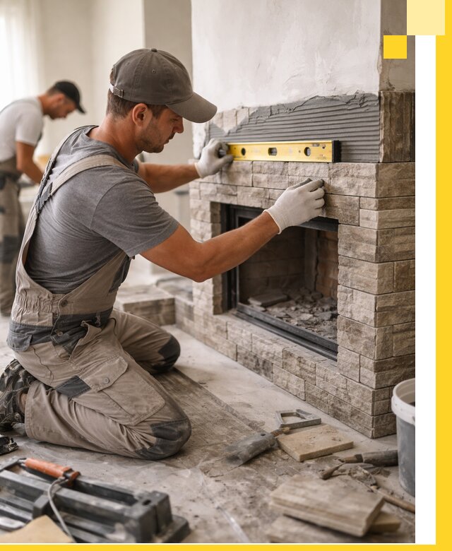 Облицовка каминов в Рассказове, монтаж и отделка натуральным камнем