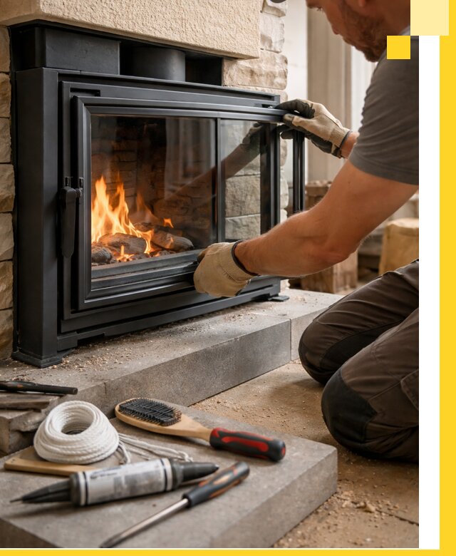 Производство, монтаж и доставка каминов со стеклом в Рассказове