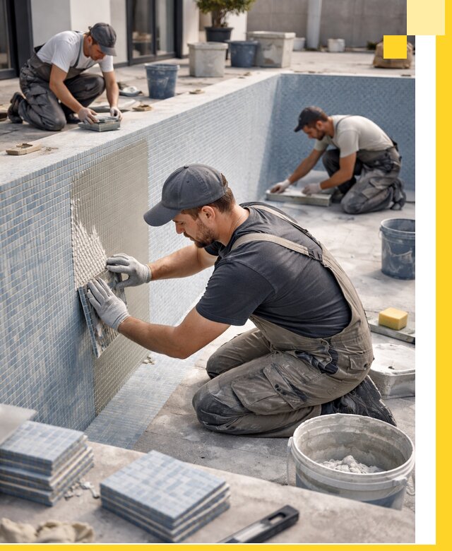 Облицовка бассейнов в Рассказове плитка мозаика гидроизоляция