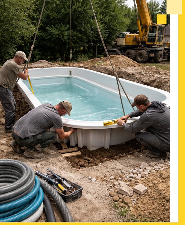 Установка и монтаж композитных бассейнов под ключ в Рассказове