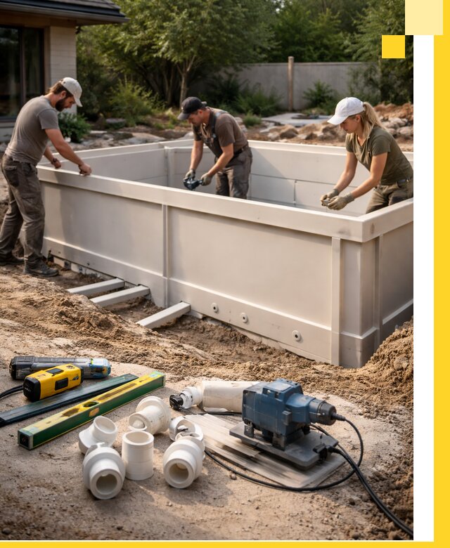 Установка полипропиленовых бассейнов под ключ в Рассказове