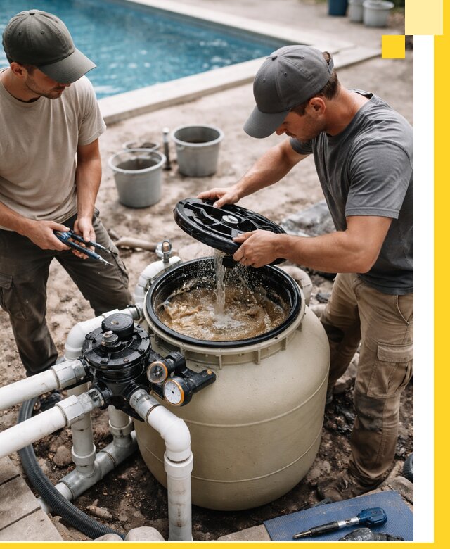 Установка и обслуживание песочных фильтров для бассейнов в Рассказове