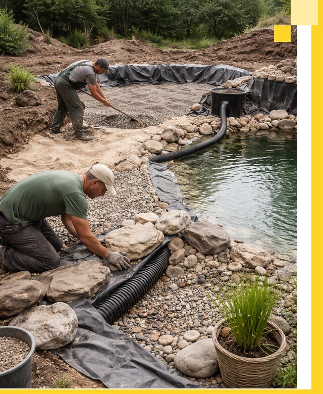 Строительство природных бассейнов и озер в Рассказове под ключ