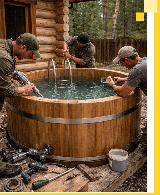 Строительство бань с купелью под ключ и отделкой в Рассказове