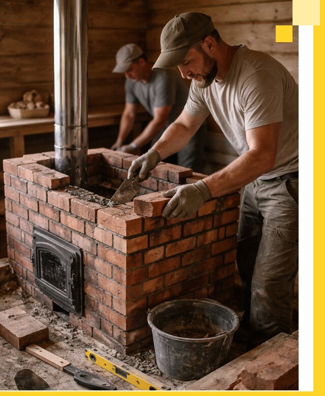 Кирпичные печи для бани под ключ в Рассказове, проект и монтаж