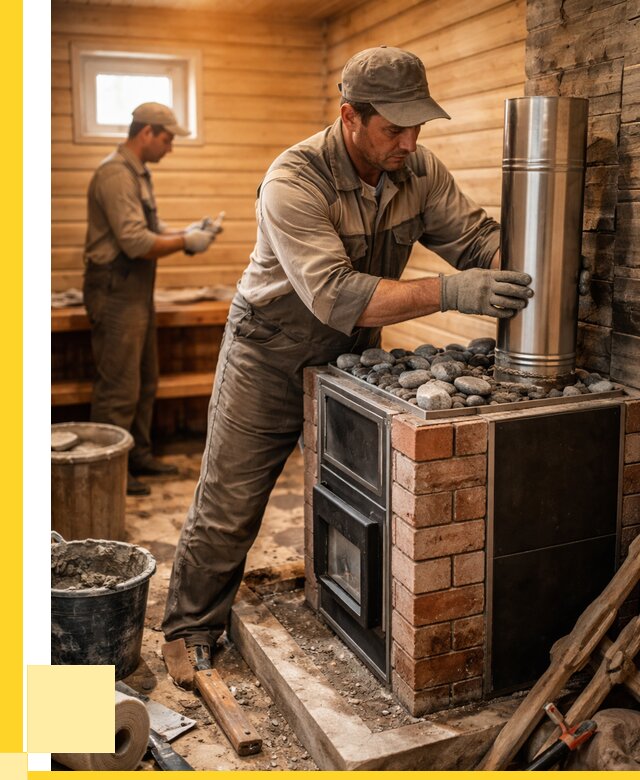 Монтаж печи в бане под ключ в Рассказове от 20430 р. | ЭриданРсз