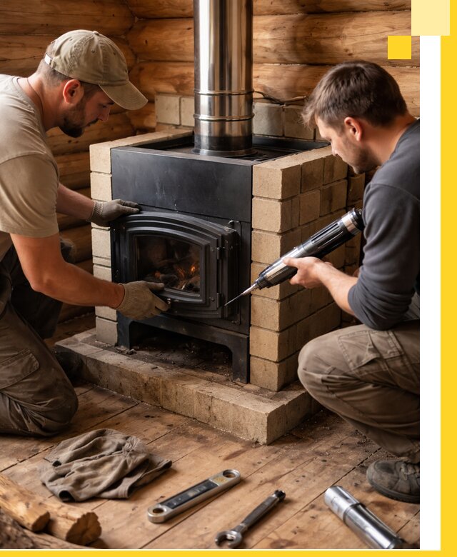 Монтаж и установка печи в бане под ключ с гарантией в Рассказове