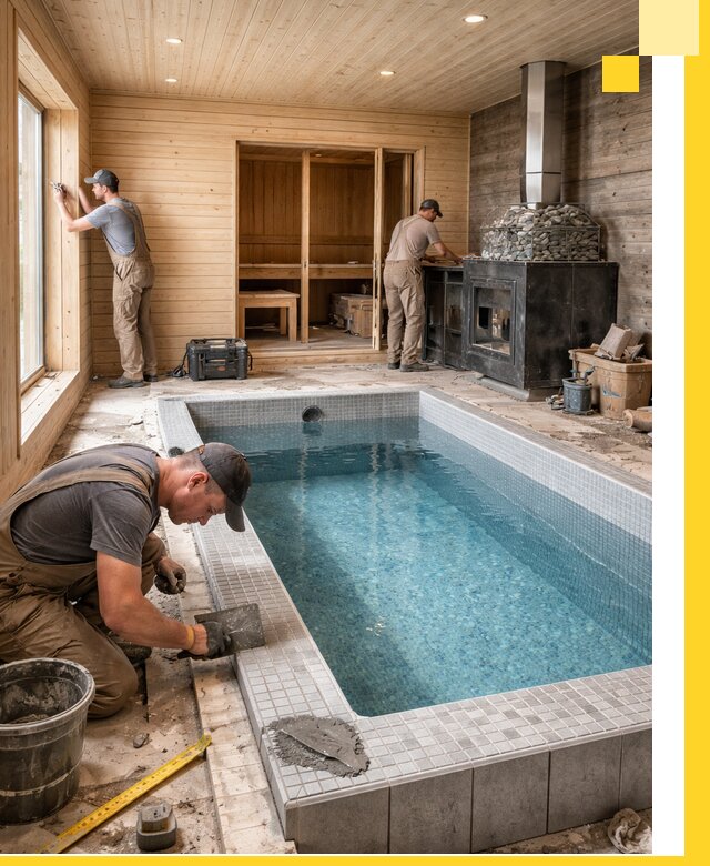 Проект бани с бассейном и сауной в Рассказове под ключ