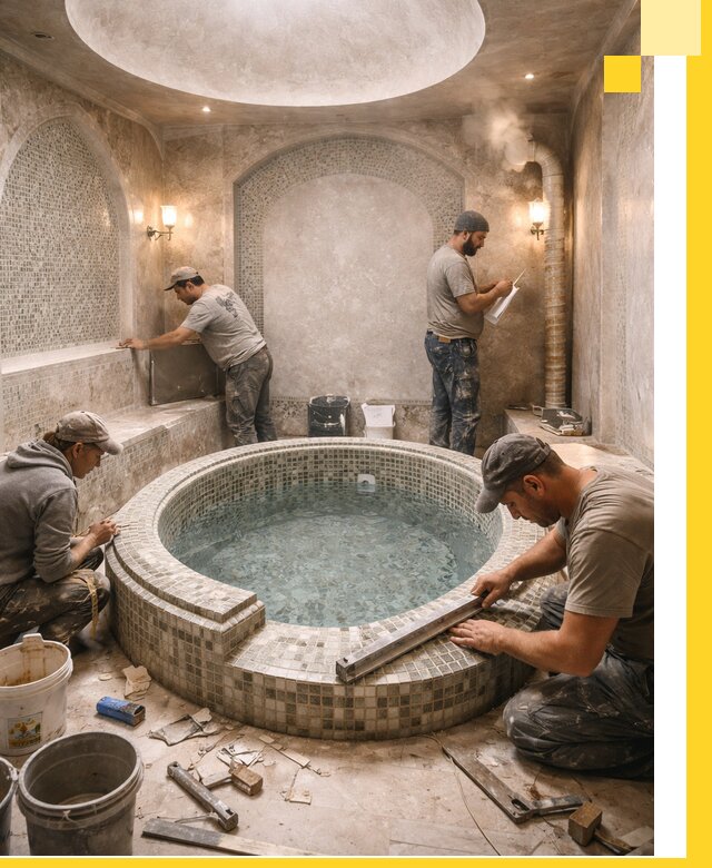 Профессиональное строительство хамама с бассейном в Рассказове под ключ