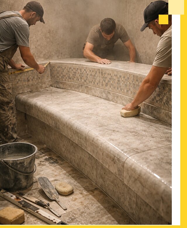 Изготовление и установка сидений для хамама в Рассказове