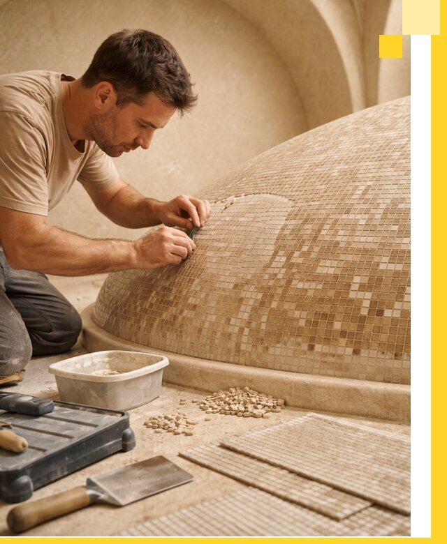 Профессиональная укладка мозаики для хамама под ключ в Рассказове