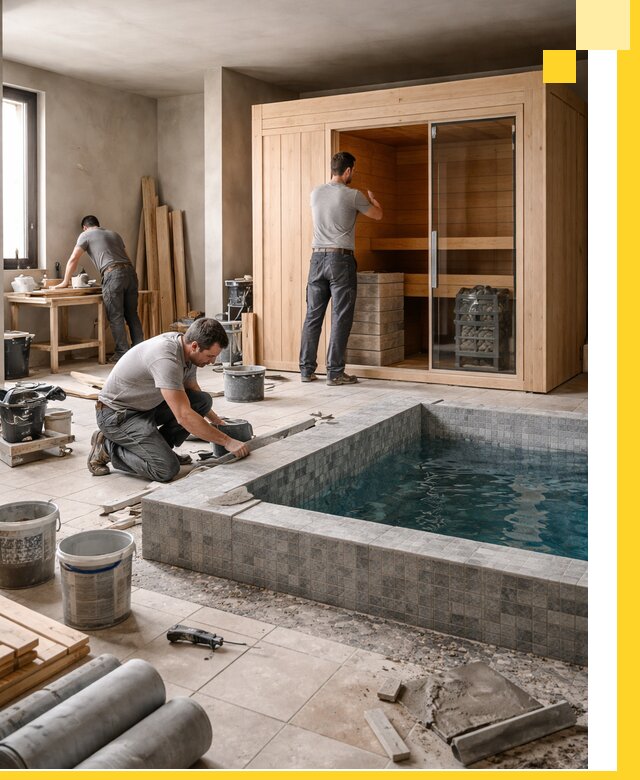 SPA зоны под ключ с бассейном сауной и печью в Рассказове